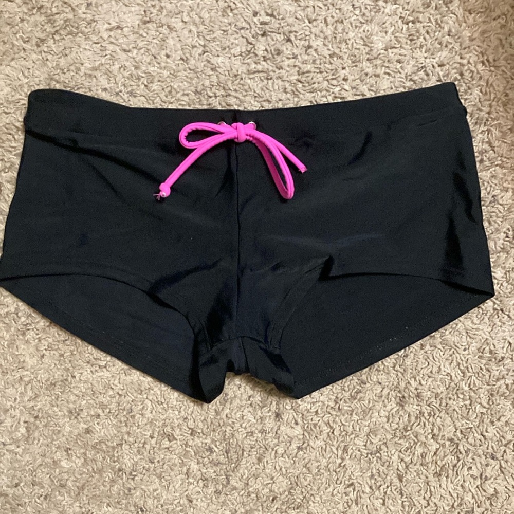 Arizona Jean Company Black Swim Shorts with Pink Tie